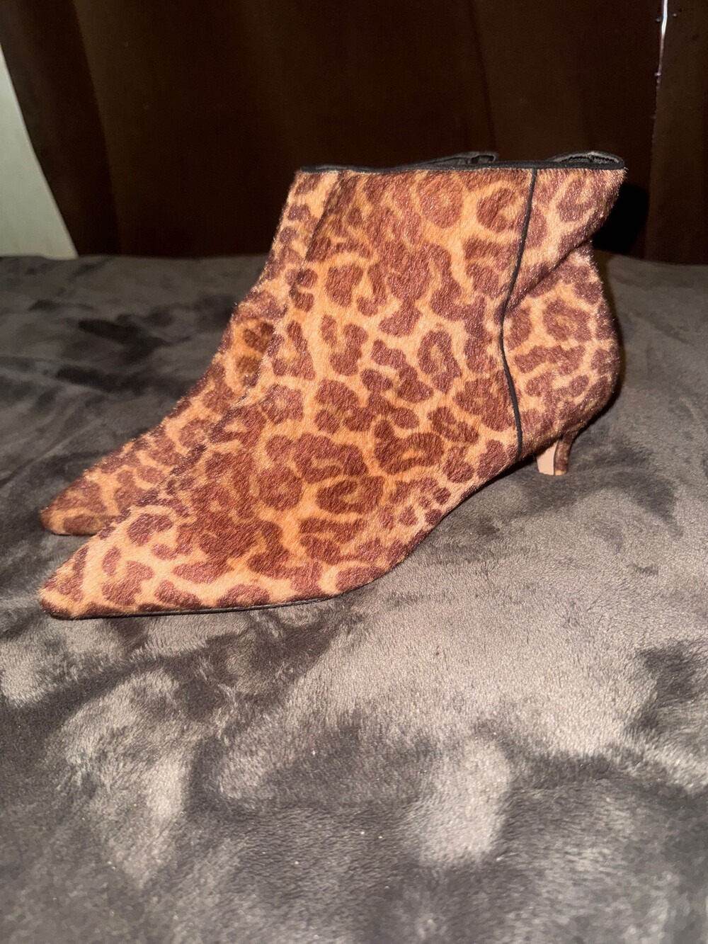Comfortview Leopard Print Kitten Heel ankle bootie size 12
